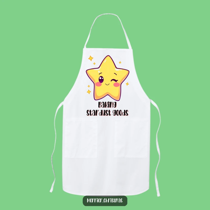 Funny Kawaii Star Apron: Cute Winking Character Kitchen Fun, Gift Idea