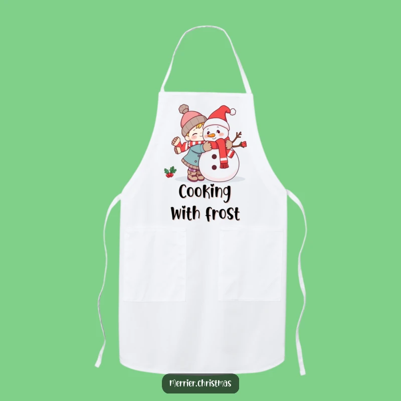 Funny Kawaii Snowman Hug Apron: Cook Up Some Hugs and Laughter This Winter!