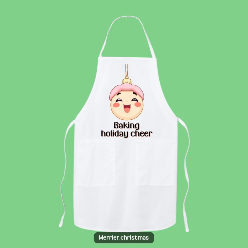 Funny Christmas Apron: Excited Ornament Character's Festive Baking - Humorous Kitchen Gift