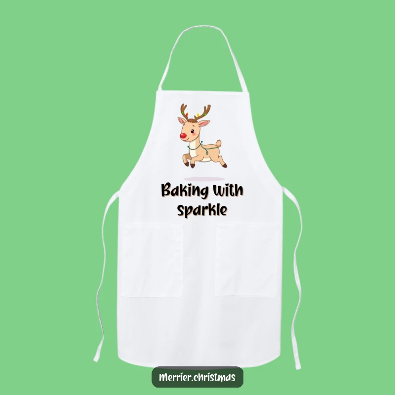 Funny Christmas Reindeer Apron: Prancing Lights Kitchen Fun, Great Funny Gift