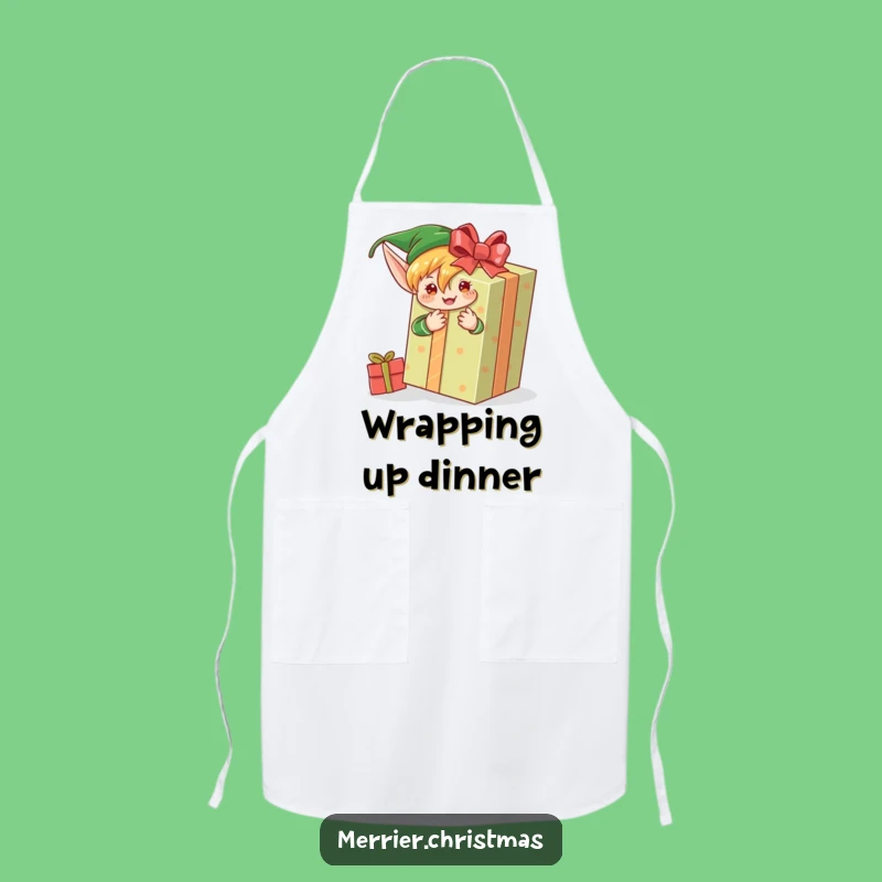 Funny Elf Gift Packer Apron: Enthusiastic Chef Fun, Great Funny Gift