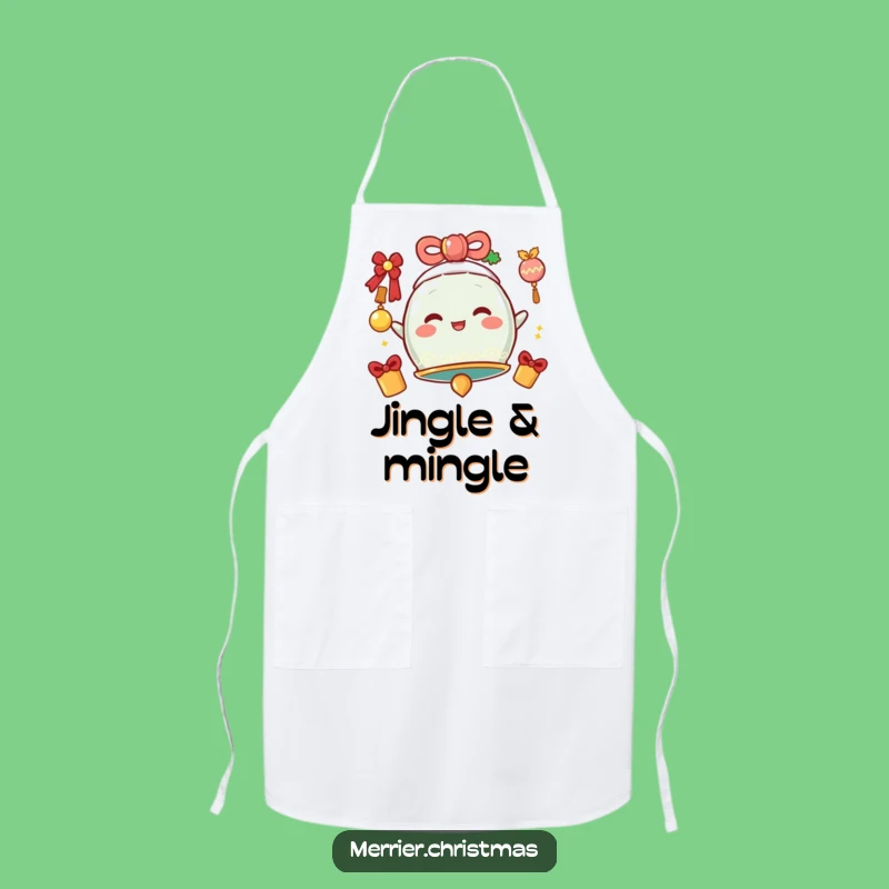 Funny Jingle Bell Apron - Cheerful Chef Character, Great Humorous Gift!