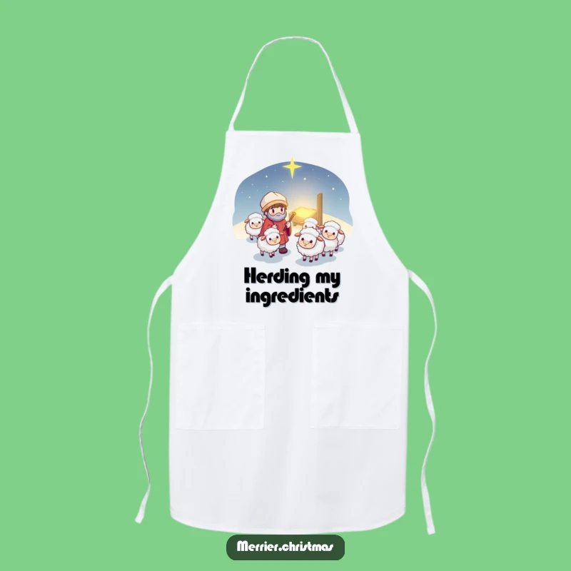 Funny Kawaii Shepherd Apron: Cute Cartoon Guiding Sheep Kitchen Fun, Gift