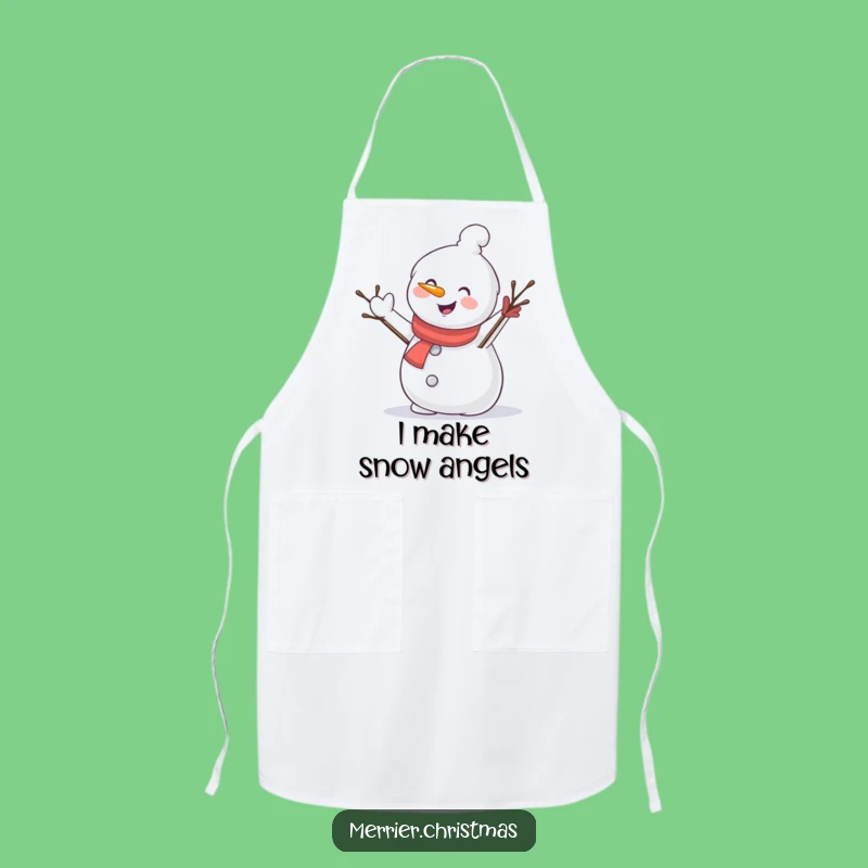 Funny Snowman Waving Apron: Kitchen Fun for Winter Cooking and Gag Gifts