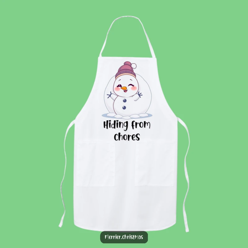 Funny Winking Snowman Apron: Cook with Festive Cheer!