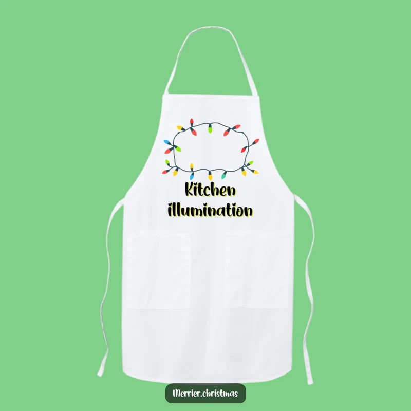Funny Cheerful Christmas Lights Apron: Cook With Playful Festive Flair