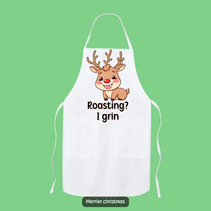 Funny Reindeer Apron: Goofy Grin Kitchen Wear for Hilariously Festive Cooking