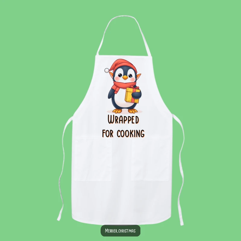 Funny Elf Penguin Apron - Cute Festive Chef, Perfect for Holiday Baking!