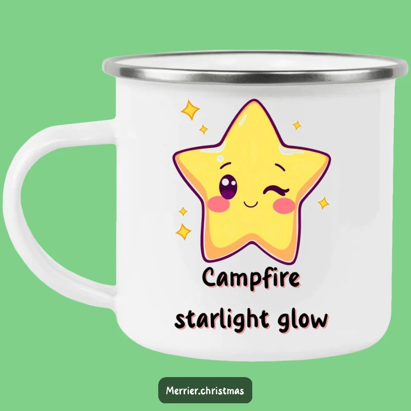 Funny Kawaii Star Camping Mug: Durable Winking Character Adventure Cup