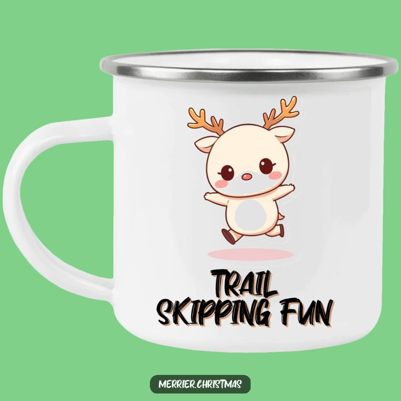 Durable Funny Kawaii Reindeer Skip Camping Mug, Festive Outdoor Fun!