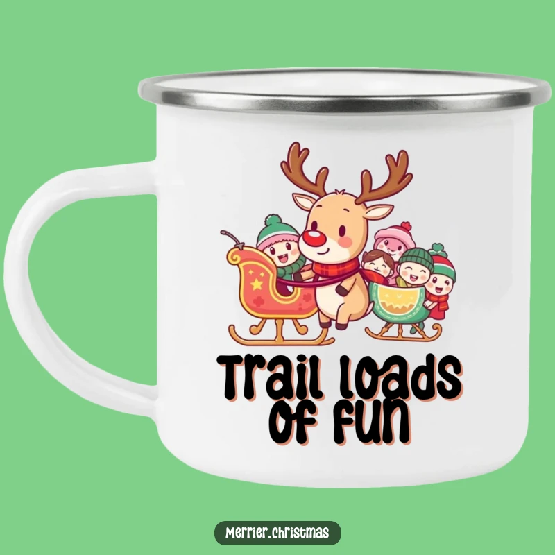 Funny Reindeer Sleigh Camping Mug - Festive Fun for Outdoor Cheer