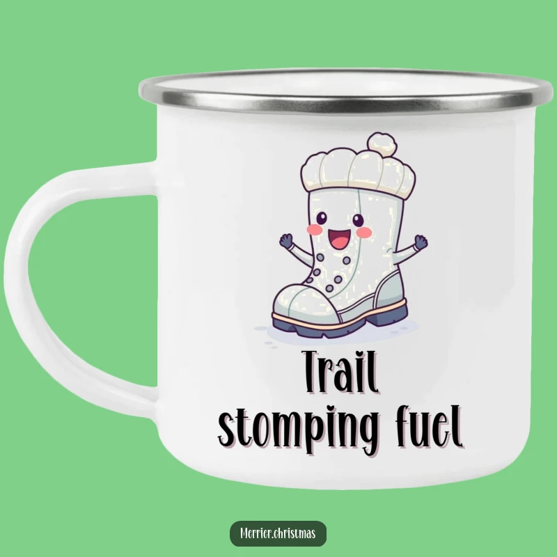 Funny Winter Boot Camping Mug: Enjoy Warm Drinks with a Happy Stomp