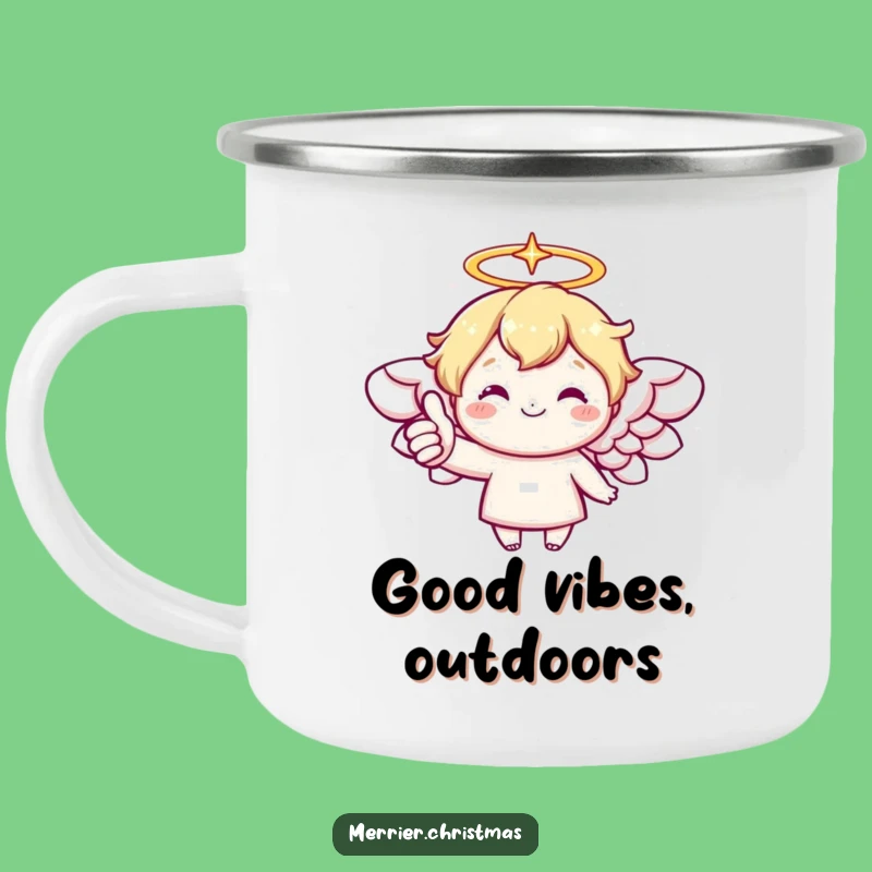 Funny Kawaii Angel Camping Mug: Heavenly Cheer Outdoors