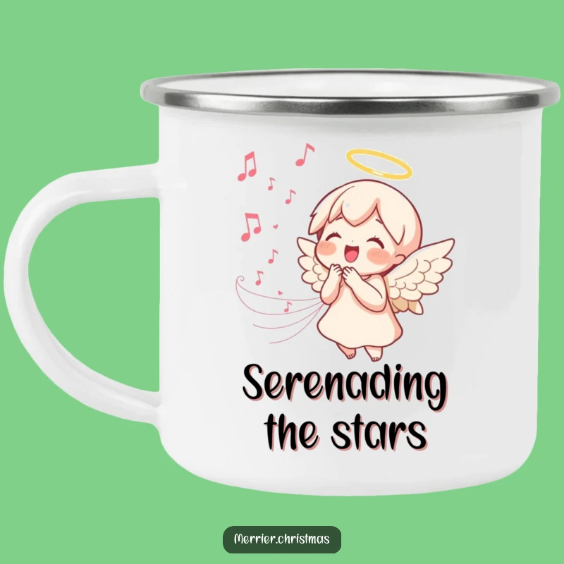 Funny Angel Singing Camping Mug - Joyful Kawaii Melody Cup - Outdoor Gift