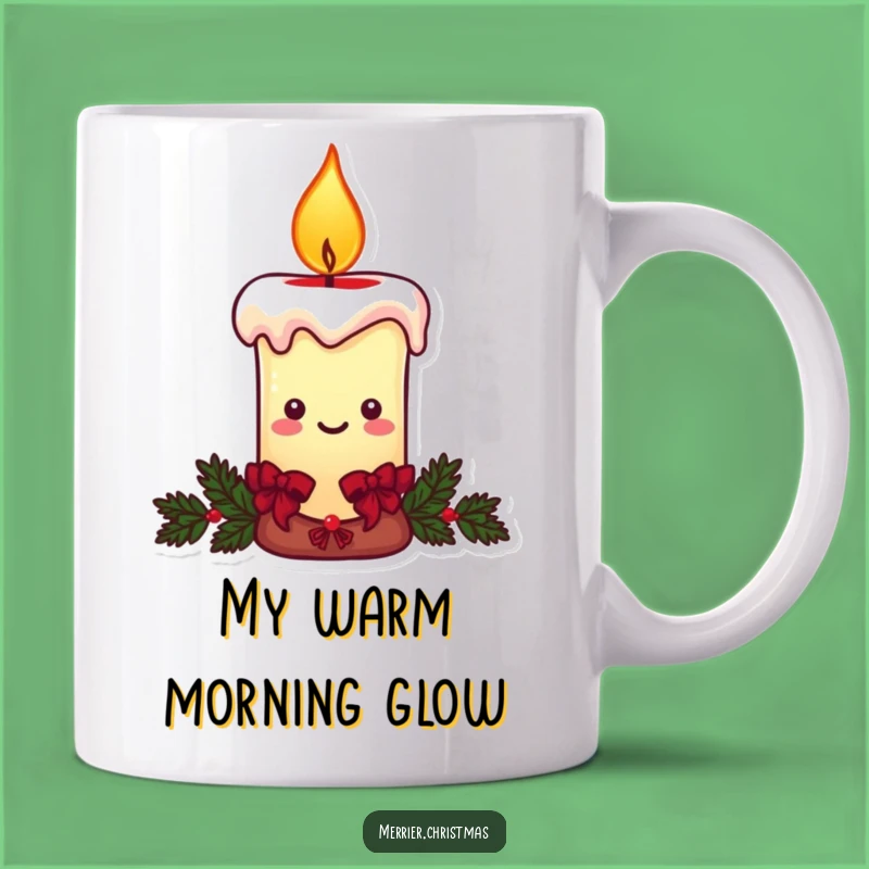 Funny Christmas Candle Mug: Smiling Flame Character, Hilarious Holiday Gift