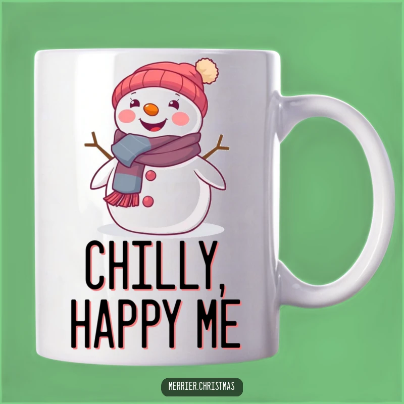 Funny Snowman Beaming Mug - Festive Scarf Winter Character Gift