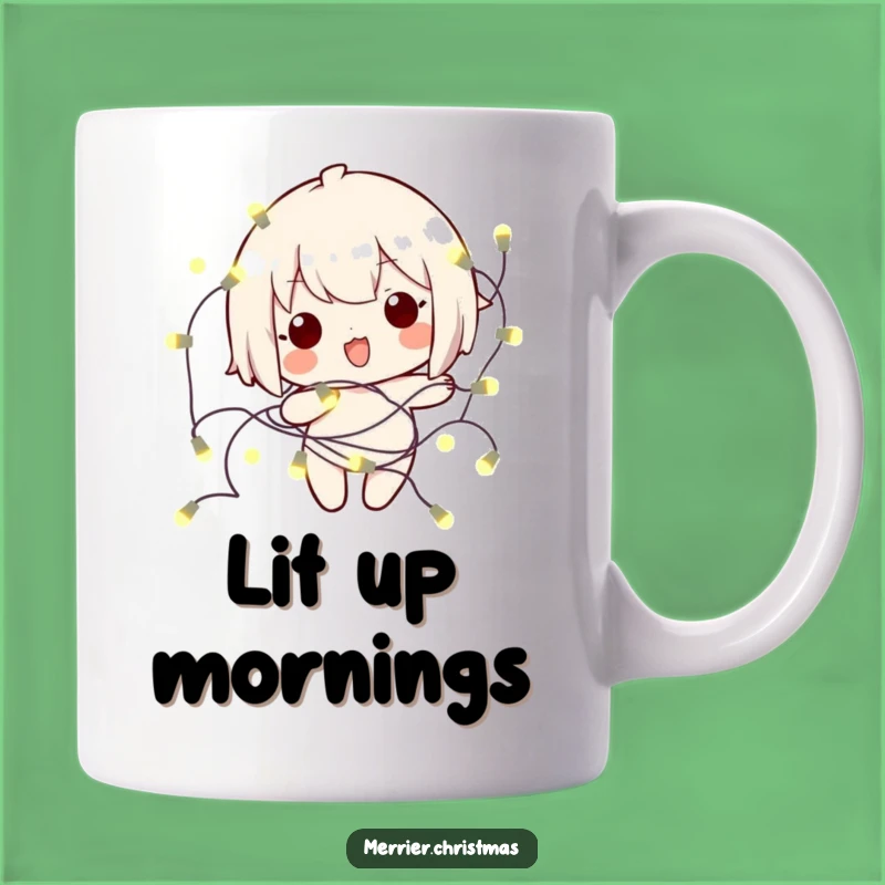 Funny Kawaii Tangled Lights Mug: The Perfect Hilarious Gift for Holiday Chaos Lovers!
