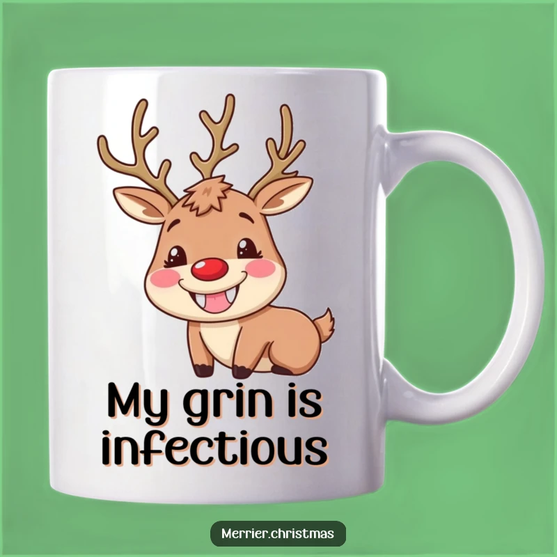 Funny Reindeer Grin Mug: Hilarious Christmas Character Gift for Festive Cheer