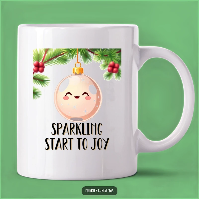 Funny Christmas Ornament Mug - Sparkling Kawaii Delight - Festive Gift Idea