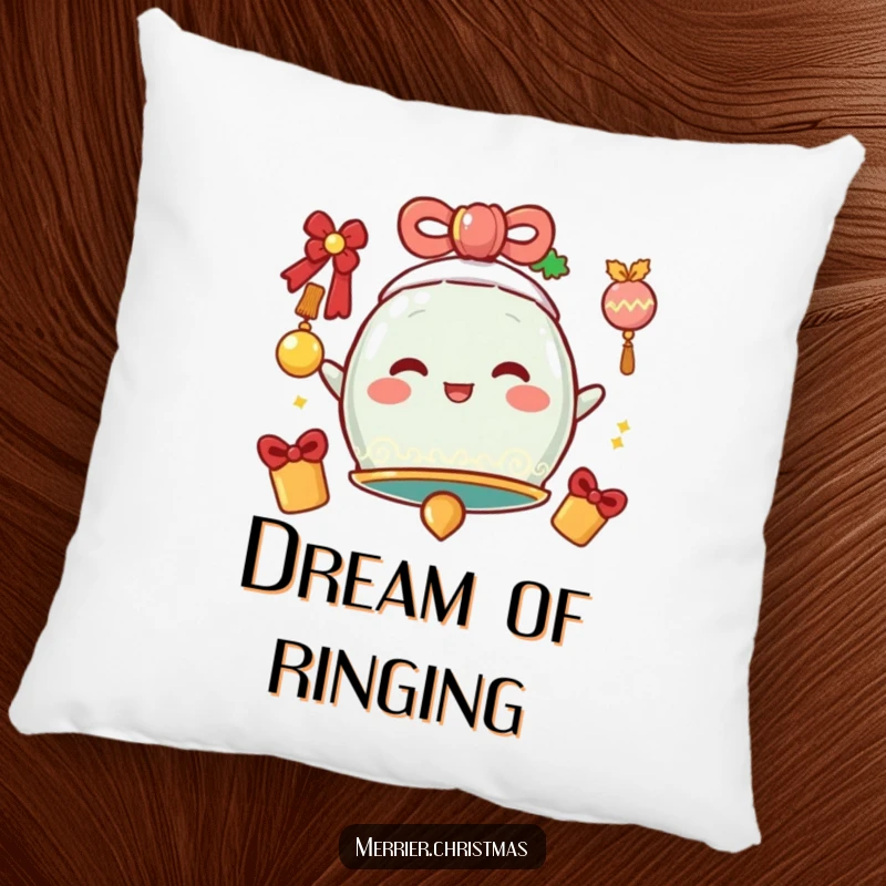 Funny Pillow featuring a festive bell character with a cheerful, jingly vibration, offering comfort and a humorous holiday accent.