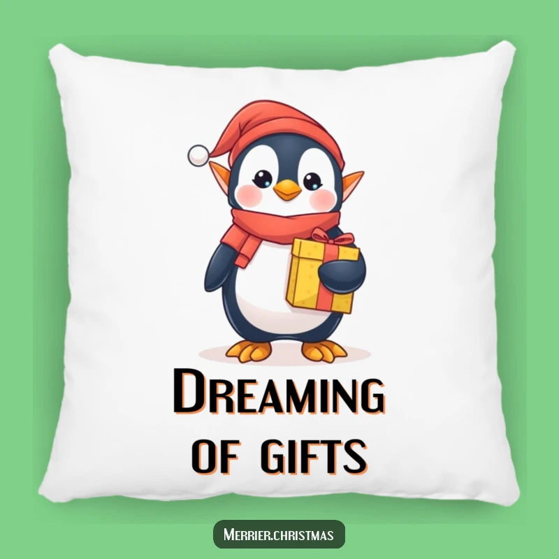 Funny Elf Penguin Pillow - Cozy Festive Character Cushion, Perfect Holiday Accent!