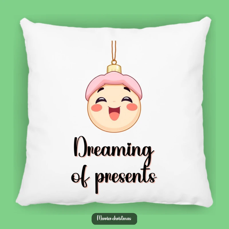 Funny Christmas Pillow: Excited Ornament Character's Cozy Holiday - Cozy Funny Gift