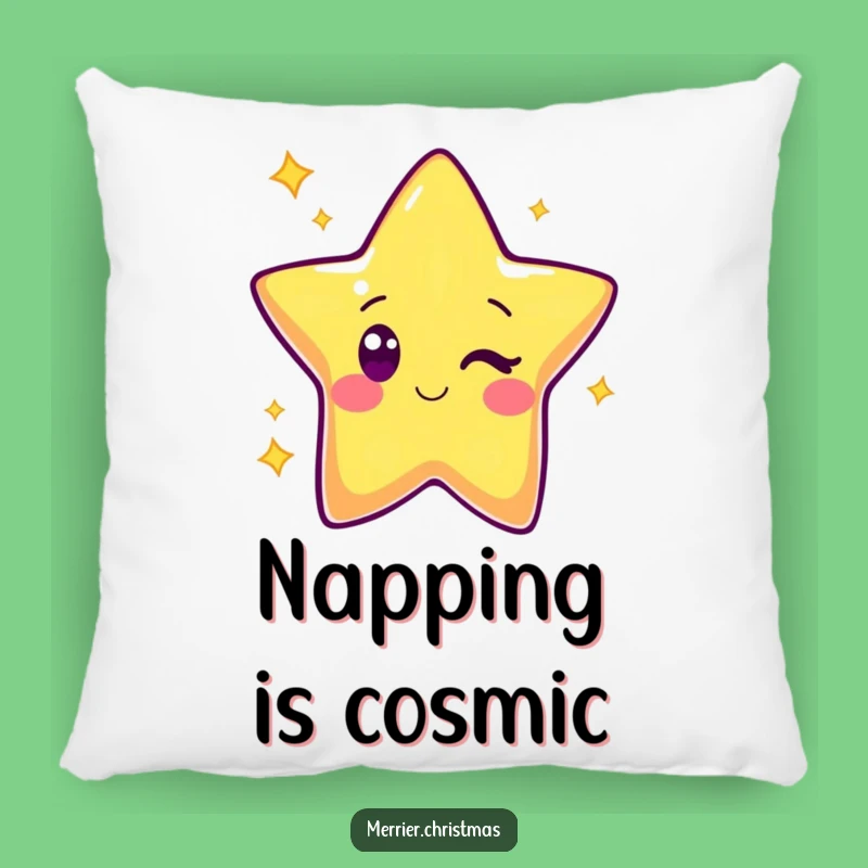 Funny Kawaii Star Pillow: Soft Winking Character Comfort, Cute Gift Accent