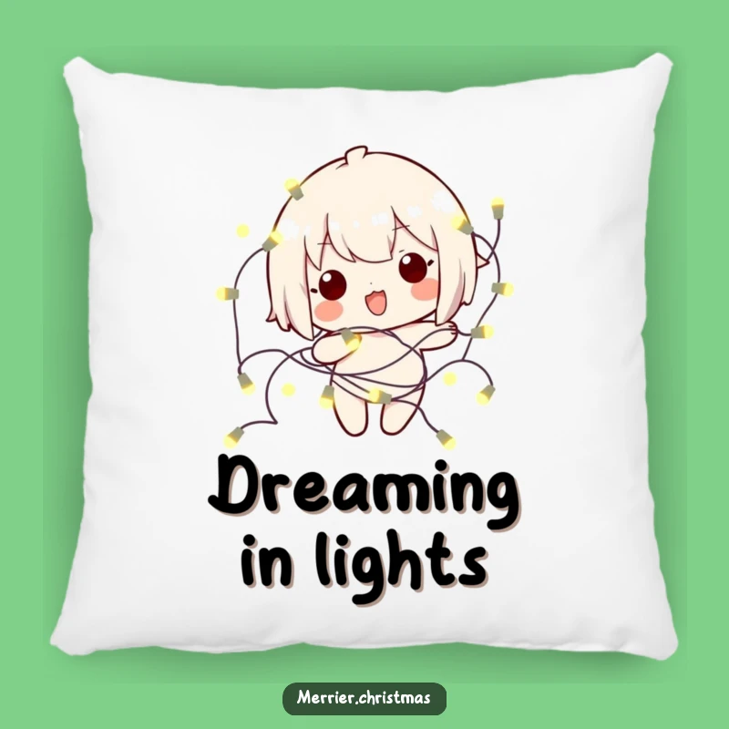Funny Kawaii Tangled Lights Pillow: Cozy Comfort with a Hilarious Holiday Twist!