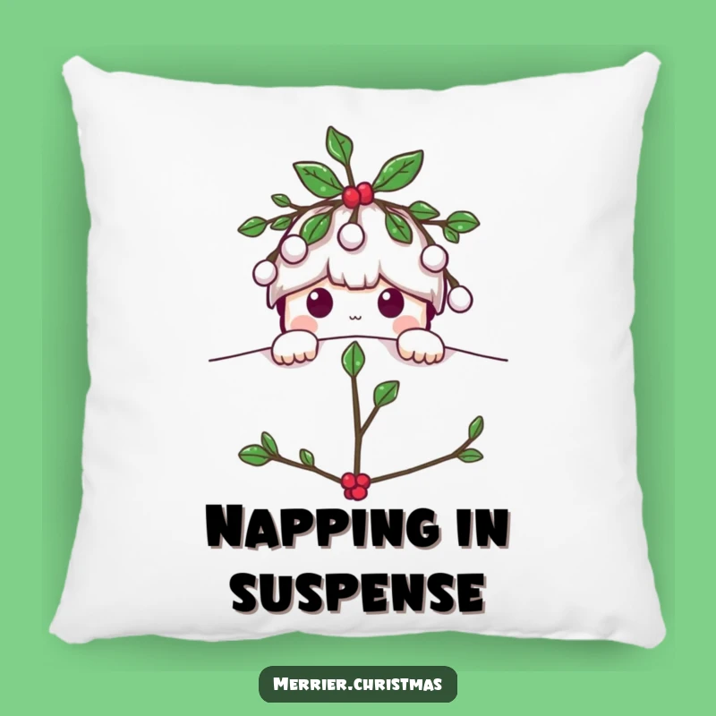 Funny Mistletoe Peeking Pillow: Cozy Holiday Character Cushion for Festive Comfort
