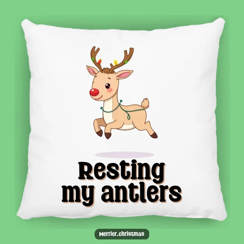 Funny Reindeer Lights Pillow: Cozy Christmas Prancing Decor, Sweet Funny Gift