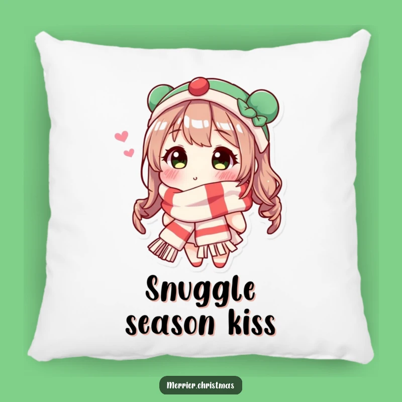 Funny Festive Scarf Kiss Pillow: Snuggle Up with Holiday Love!
