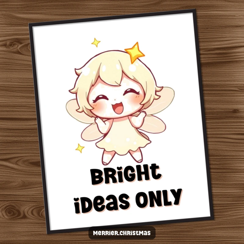 Funny fairy light character twinkling with exaggerated delight, available as a downloadable digital art print.