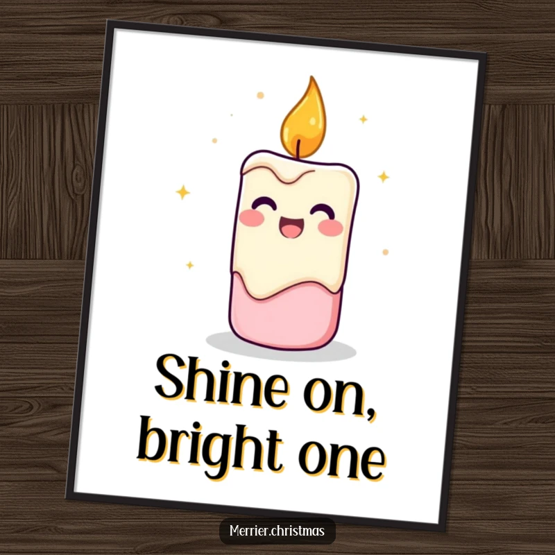 Funny Candle Digital Art Print of a flickering candle character radiating cheerful energy, perfect for instant vibrant decor.