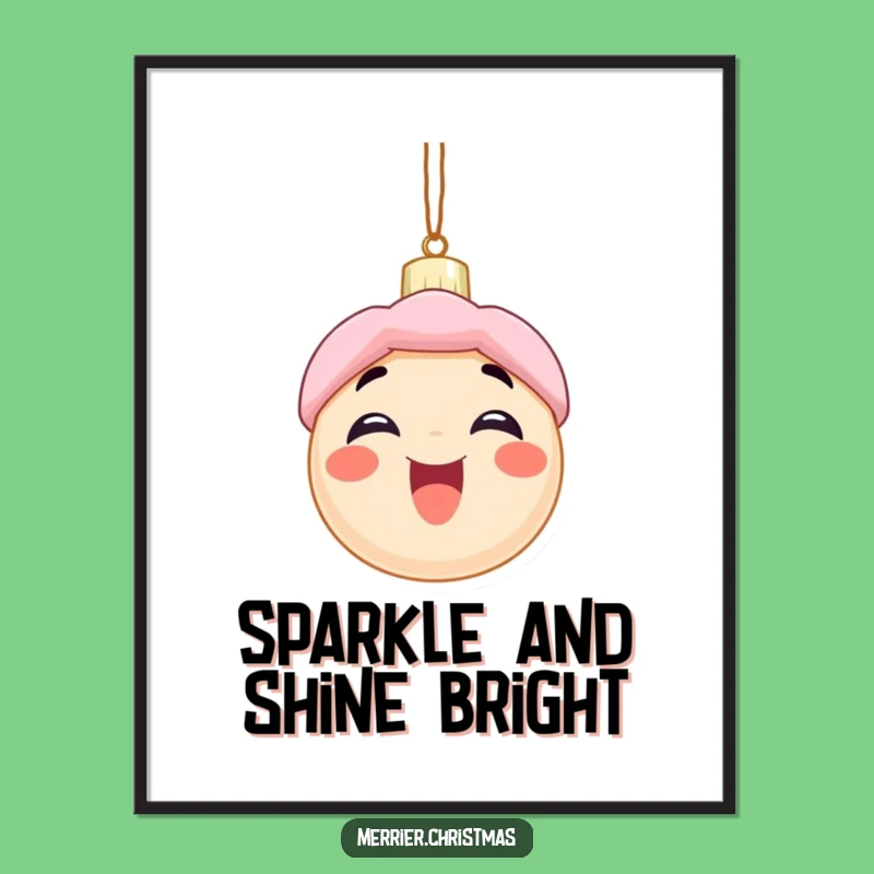 Funny Christmas Digital Art: Excited Ornament Character's Holiday Scene - Humorous Wall Decor