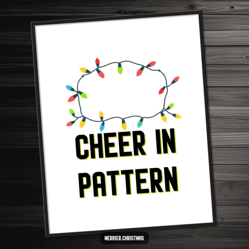 Funny Christmas lights digital art print with a cheerful pattern, glowing vibrantly, perfect for instant decor and as a funny gift.