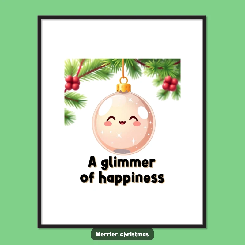 Funny Christmas Ornament Digital Art - Sparkling Kawaii Delight - Instant Festive Gift