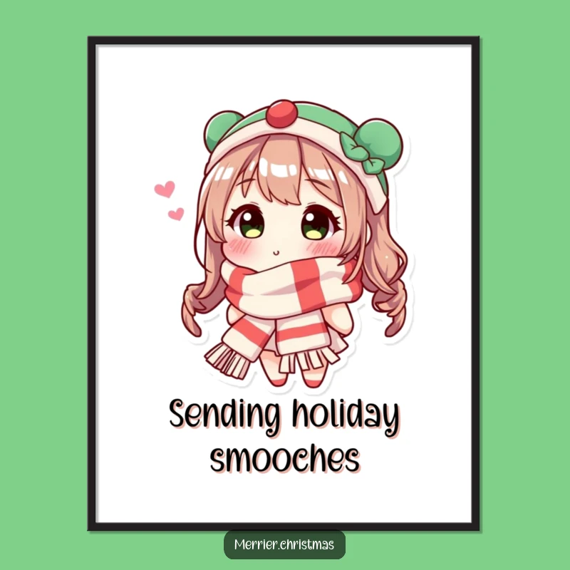 Funny Festive Scarf Kiss Digital Art: Instant Holiday Cheer for Your Walls!