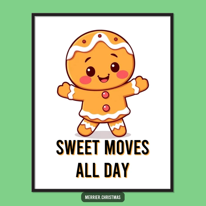 Funny Gingerbread Dance Digital Art - Happy Iced Print, Perfect Instant Holiday Decor!