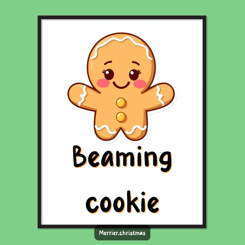 Funny Gingerbread Man Digital Art: Beaming Smile for Instant Decor