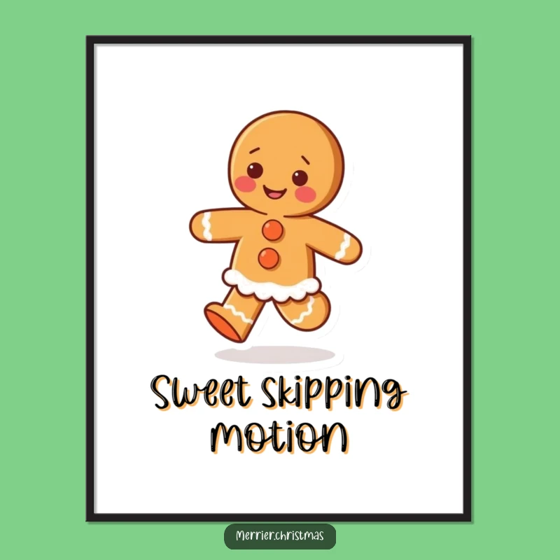 Funny Gingerbread Skip Art Print: Instant Holiday Cheer, Perfect Funny Gift