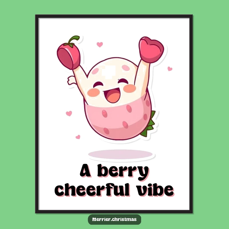 Funny Holly Berry Somersault Digital Art - Cheerful Holiday Decor!