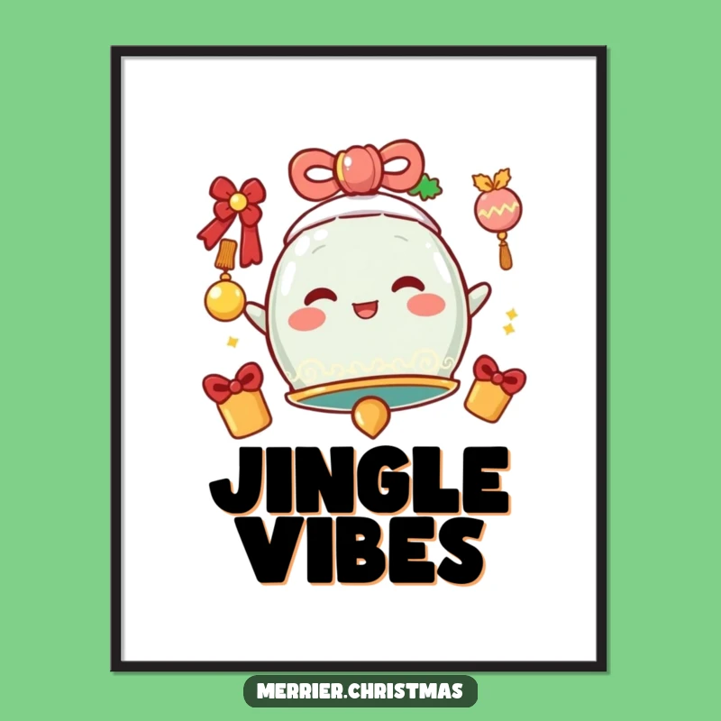 Funny Jingle Bell Digital Art - Cheerful Vibing Character, Printable Humorous Gift!