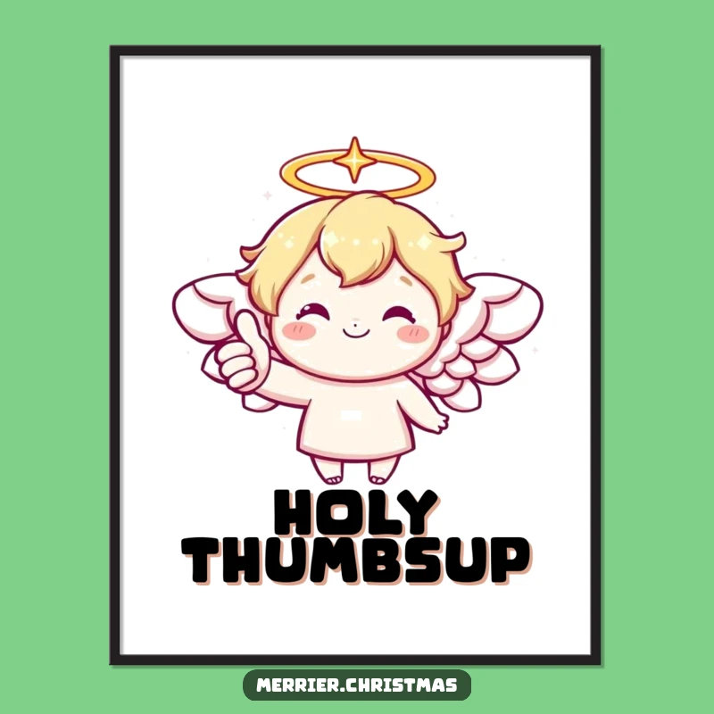 Funny Kawaii Angel Digital Art: Cheerful Thumbs Up for Instant Joy