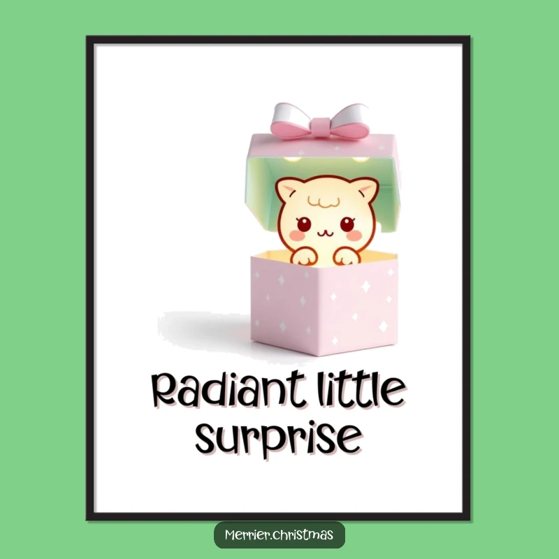 Funny Kawaii Gift Box Digital Art: Twinkling Surprise Instant Print, Perfect Gift