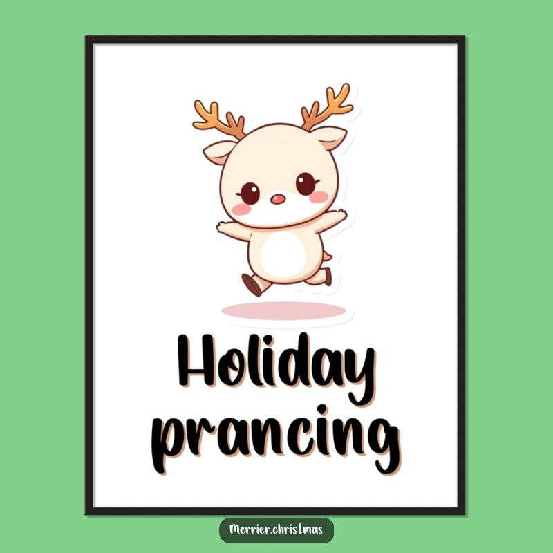 Funny Kawaii Reindeer Skip Digital Print, Instant Festive Art!
