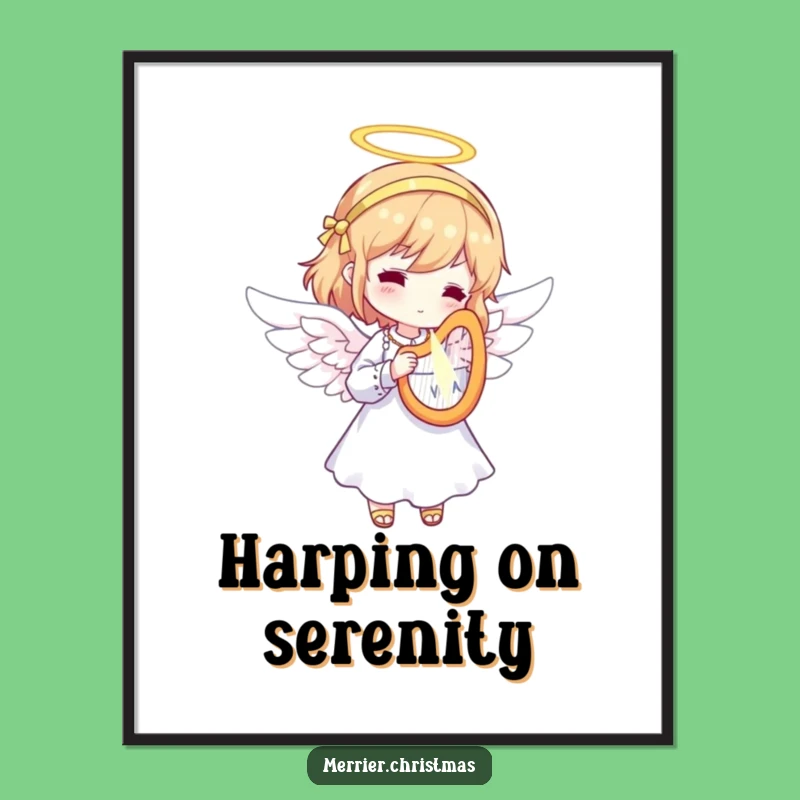 Funny Angel Harp Digital Art: Heavenly Print for Hilariously Divine Home Decor