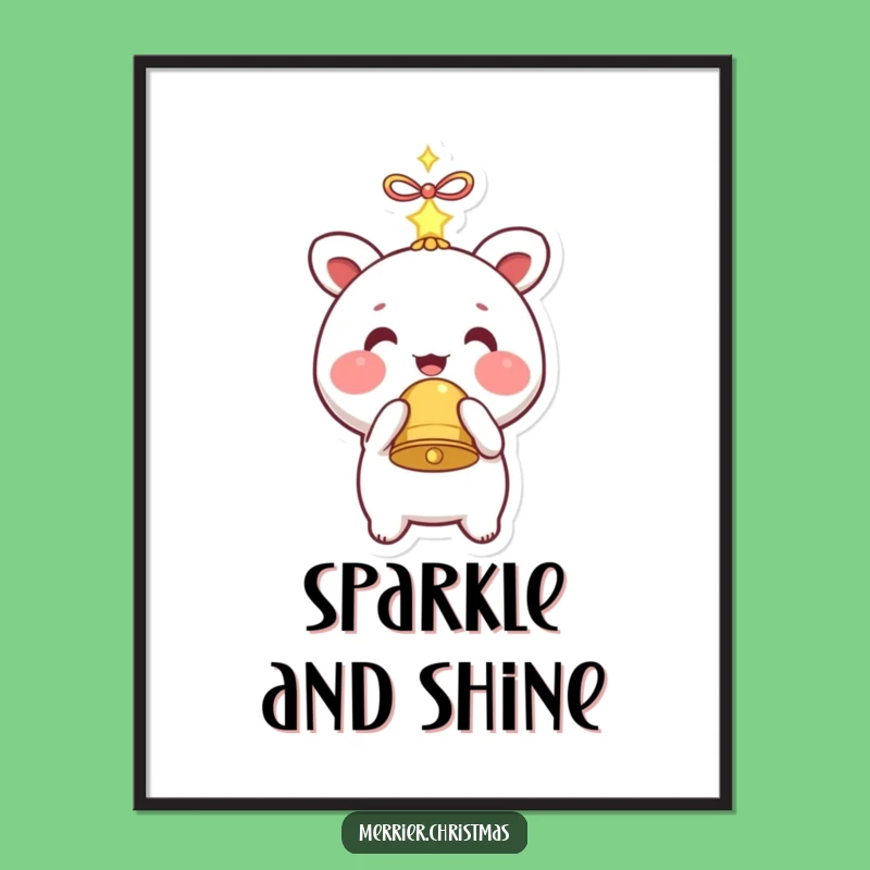 Funny Digital Art: Kawaii Bell Sparkle, Instant Funny Gift for Walls