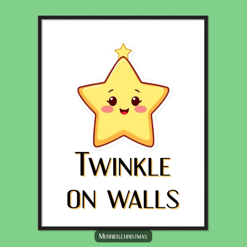 Funny Christmas Star Digital Art - Twinkling Character, Printable Humorous Gift!