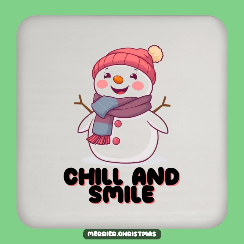 Funny Snowman Coaster Set - Festive Scarf Drink Gift