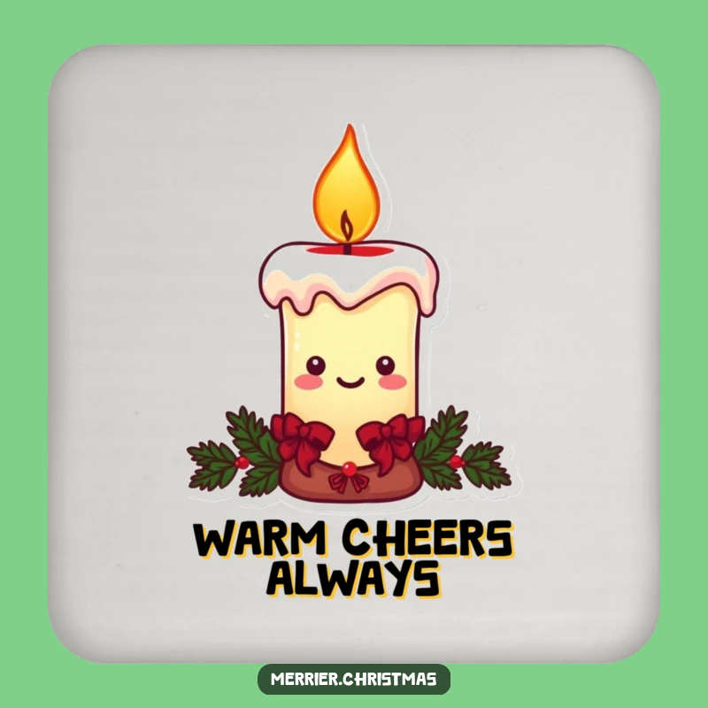 Funny Christmas Candle Coaster: Smiling Flame Drink Coaster, Humorous Gift Set